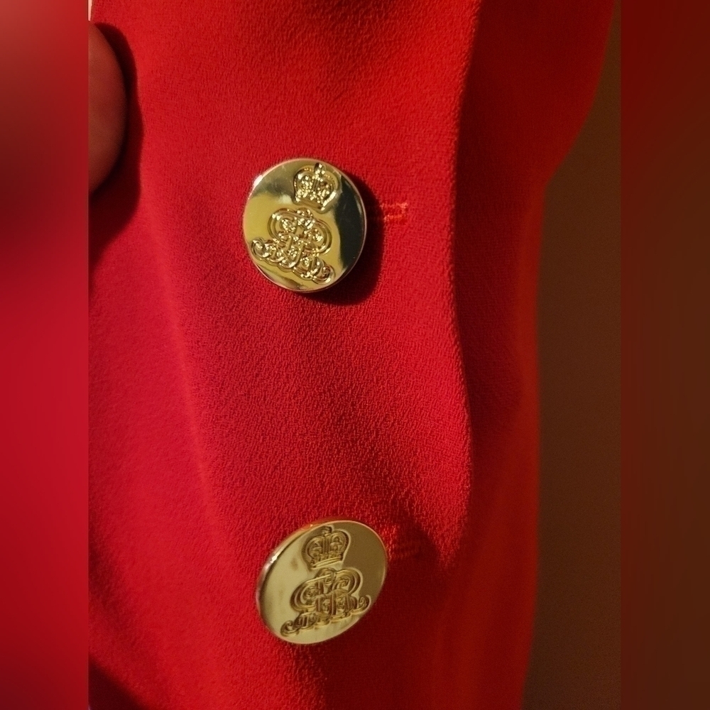 Ralph lauren purple label red gold side buttons Gown Dress size 12. - Picture 12 of 13